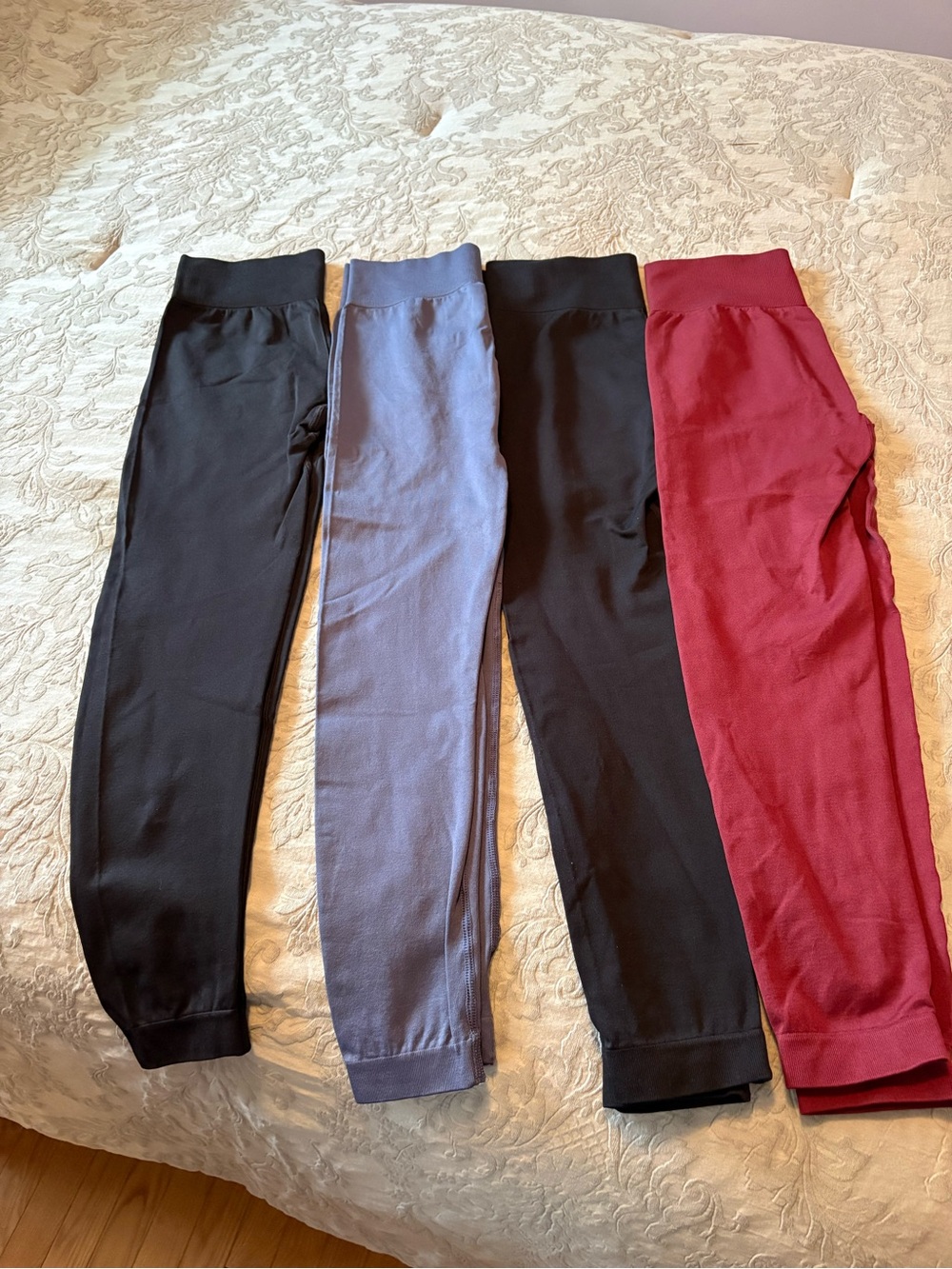 Lot of Knix Compression Leggings 2 black, 1 slate blue, 1 ox blood red
